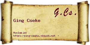 Ging Cseke névjegykártya